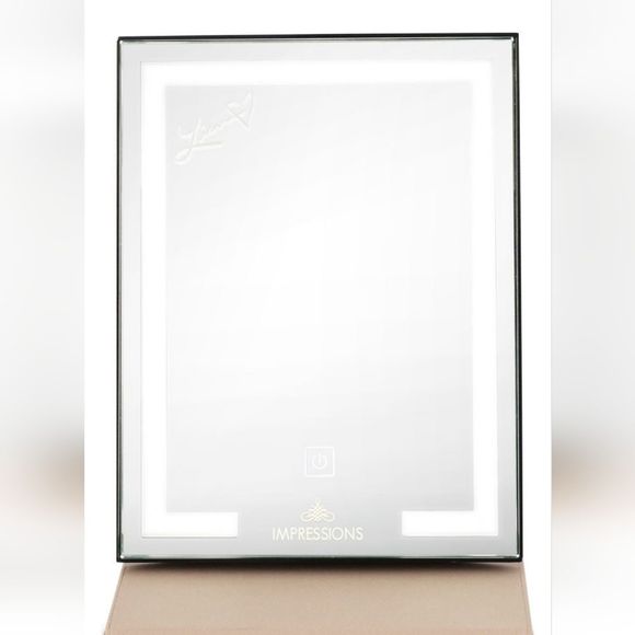 Impressions Liane V Touch Pad Mini LED Makeup Mirror- Black/Beige - Picture 3 of 12